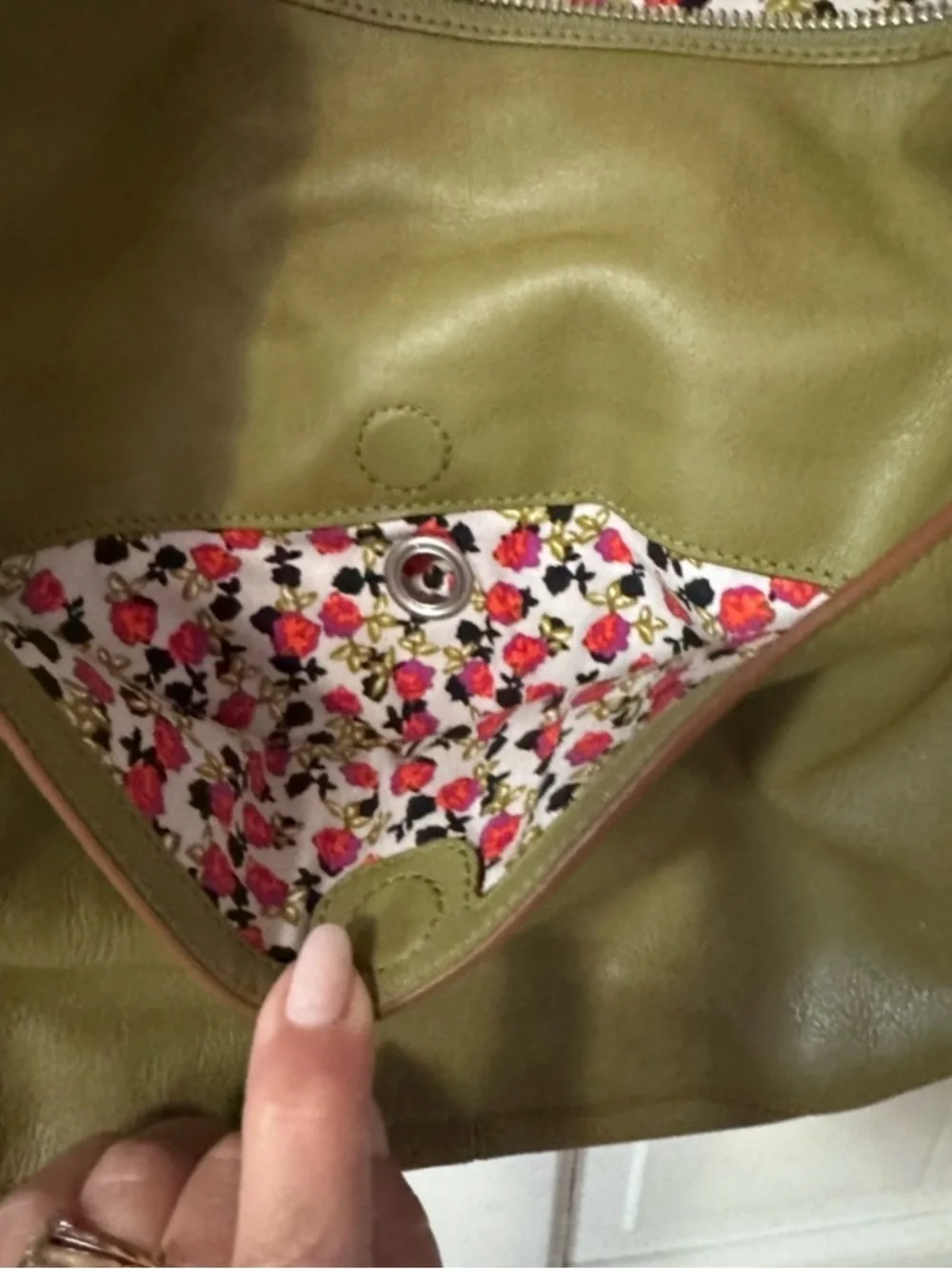 Vera Bradley Olive Green Leather Shoulder Bag with Matching Wallet